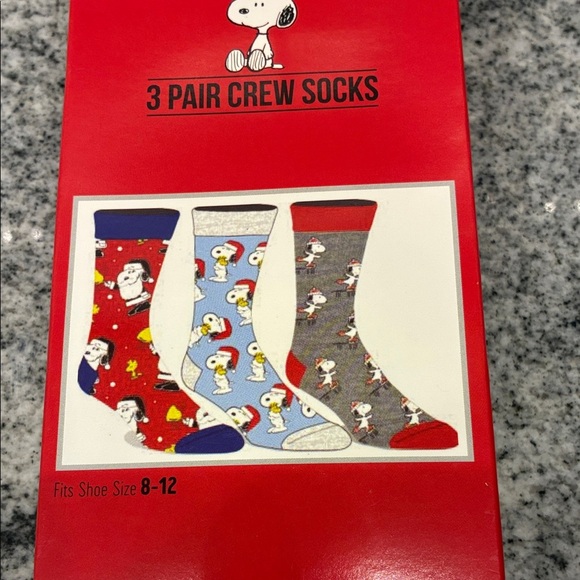 Peanuts Festive Christmas Santa and Snoopy Socks Trio - Red, Blue, Gray. B4 - Picture 6 of 6